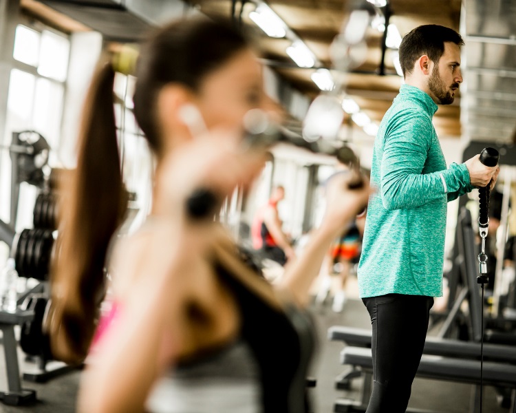 Exercising in the gym