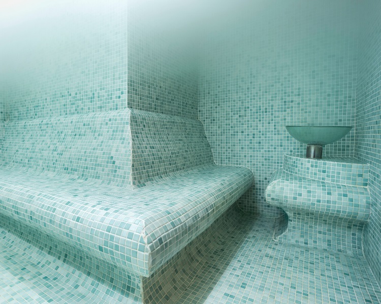 Inside a steam room