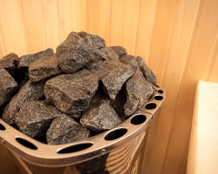 Sauna rocks in a stove