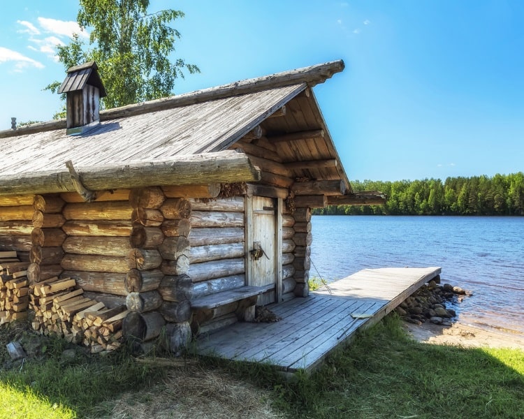 Traditional wood burning sauna